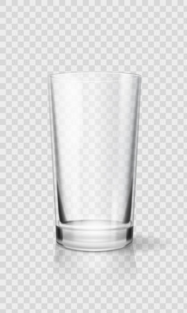 Empty realistic drinking glass cup. Transparent glassware vector illustration