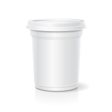 Blank white packaging closed container for yogurt 3d illustrationの写真素材