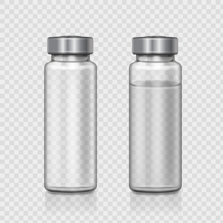 Transparent glass medical ampoule. Realistic vector illustration.のイラスト素材