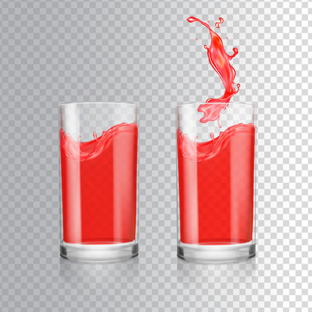 Red juice in glass. Grapefruit, cranberry, raspberry, cherry fresh juiceのイラスト素材
