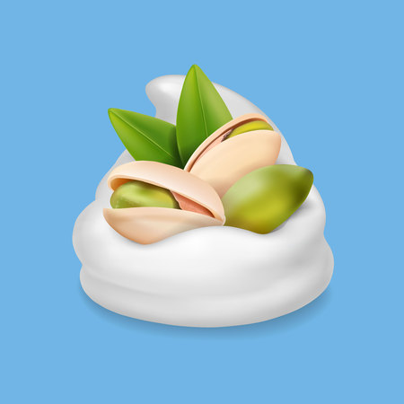 Pistachio nuts in ice cream or yogurt realisticのイラスト素材