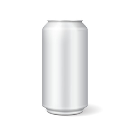 White metal can vector for soft drinks, soda, fizzy pop, lemonade vector realistic mock upのイラスト素材