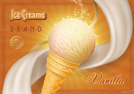 Ice cream in a cone vintage posterのイラスト素材