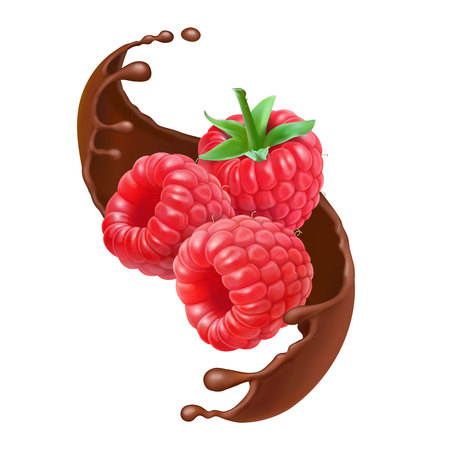 Chocolate splash and raspberry illustrationのイラスト素材