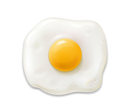 Fried egg isolated realistic 3d icon. Scrambled egg illustration vectorのイラスト素材