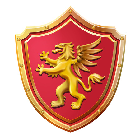 Royal emblem red shield gold griffin vector illustrationのイラスト素材