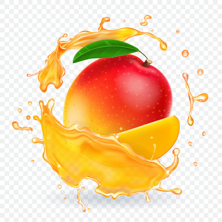 Mango juice splash realistic illustrationのイラスト素材