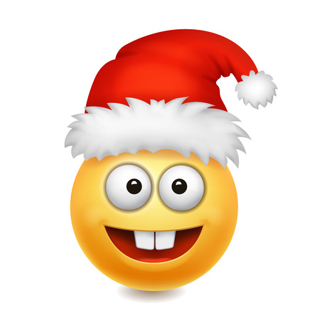 Cute Santa Claus smile emoji icon emoticon vector illustrationのイラスト素材