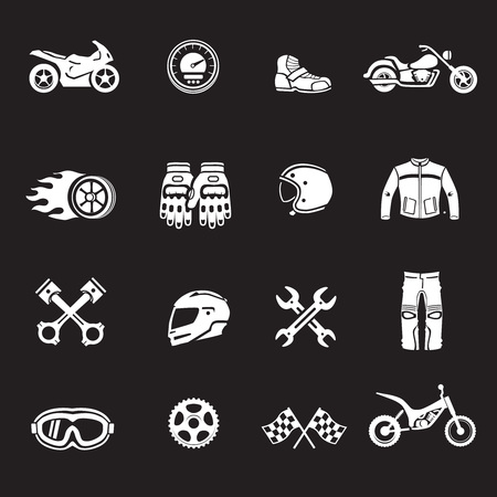 Motorcycles racing icons. Motosport symbolsのイラスト素材