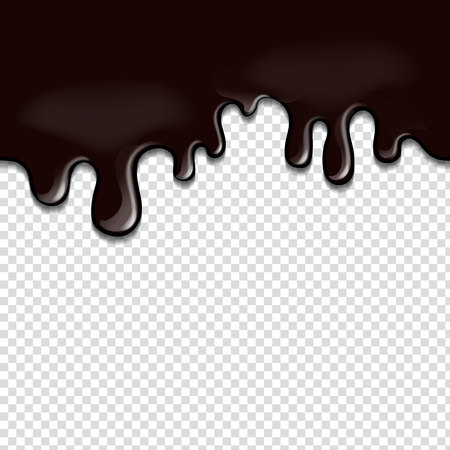 Dripping oil stain. Liquid black paint or sauce current splash seamless border illustration.のイラスト素材