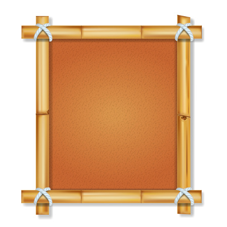 Brown bamboo frame with vintage paper parchment isolated.のイラスト素材