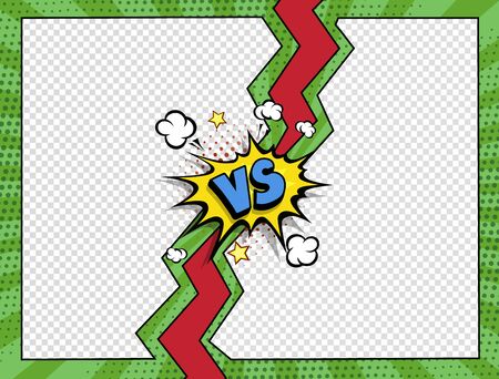 Versus cartoon retro classic pop-art style vs battle frameのイラスト素材