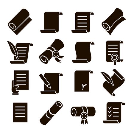 Scrolls and papers vector classic Icons set.のイラスト素材