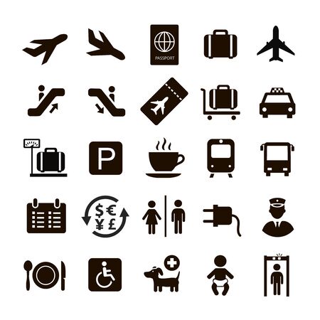 Airport icons set on whiteのイラスト素材