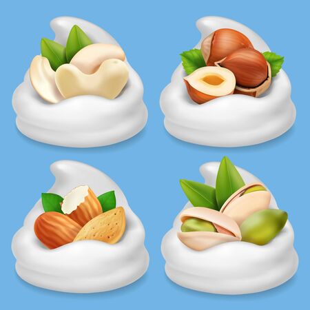Nut collection realistic in milk or milk chocolateの写真素材