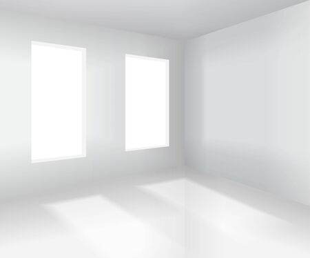 Empty white room interior. 3d illustrationの写真素材