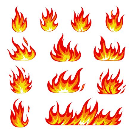 Cartoon fire icons set.のイラスト素材