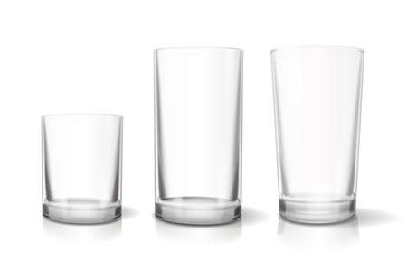 Glasses various goblets set isolated on white background. Realistic icon 3d illustrationの写真素材