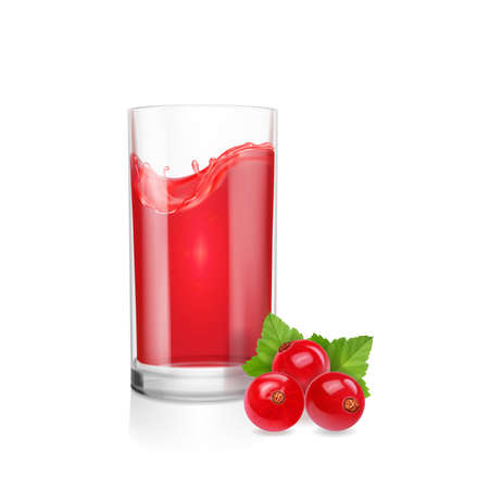 Juice with red currants in a glass, realistic 3d illustrationの写真素材