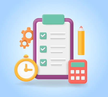 Project task management. Checklist icon. Effective time planning 3d vectorのイラスト素材