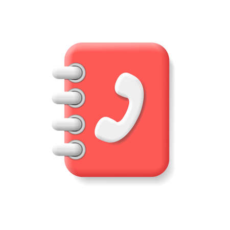 Contacts book icon. 3d adress book. Phone notebook vector symbolのイラスト素材
