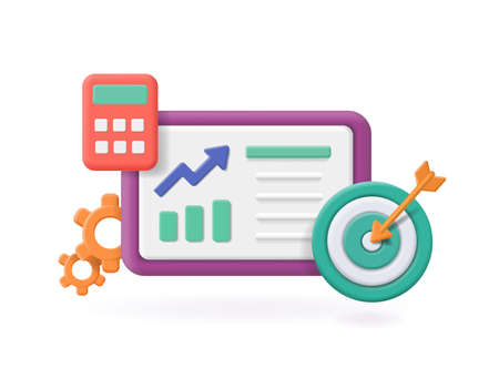 Project management and planning tools. Productivity strategy and Project development icon. 3d vector illustrationのイラスト素材