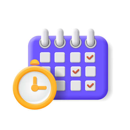 Calendar assignment and clock icon. Schedule, appointment, Planning concept 3d vectorのイラスト素材