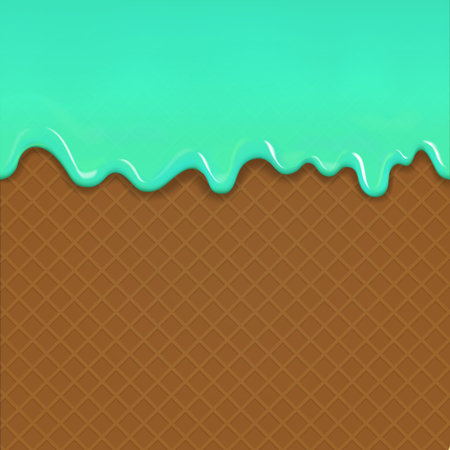 Mint cream on wafer background. Cream Melted on Chocolate Wafer dessertのイラスト素材