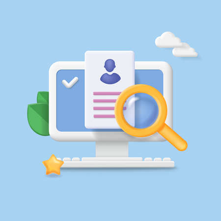 Human resource searching. Management and hiring concept. Choosing best candidate for job, recruitment agency vector illustration. 3D Vector Illustrations.のイラスト素材
