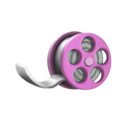 Film tape reel icon. 3d cinema movie symbol.のイラスト素材