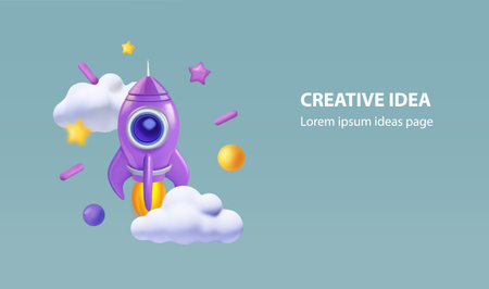 Rocket space startup, creative idea cover, lのイラスト素材