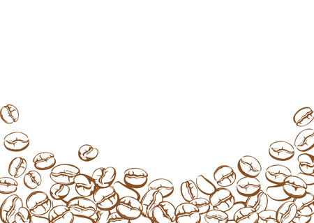 Coffee Beans for Banner Background or Packaging Design. Hand drawn border of Coffee Beans for Coffee Making, Cafes and Restaurants.のイラスト素材