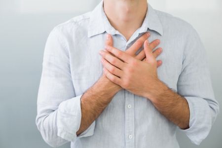 Close up mid section of a young man with chest painの写真素材