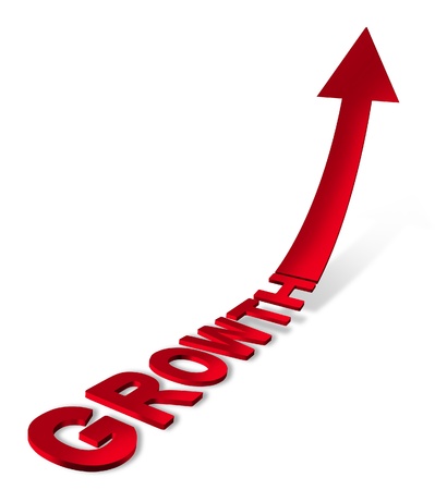 Success and financial growth icon with a red three dimensional text and arrow pointing up into the future as a prediction and showing a business concept of achievement on a white background Success and financial growth icon with a red three dimensional text and arrow pointing up into the future as a prediction and showing a business concept of achievement on a white background