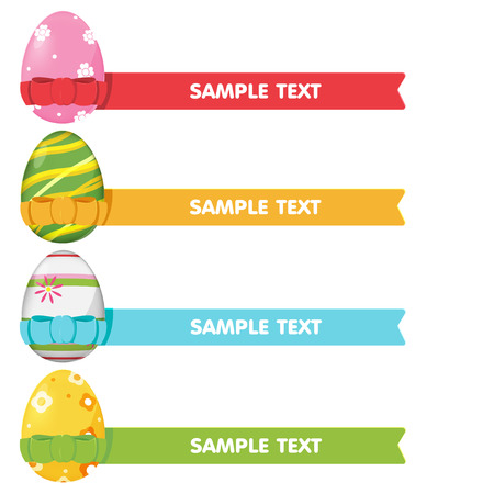 Easter Egg Ribbon Border Color Vectorのイラスト素材