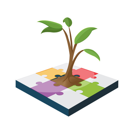 Tree Jigsaw Business Color Growth Vectorのイラスト素材