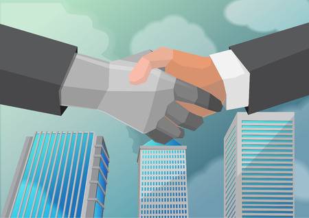Shake Hand Business Partner City Vectorのイラスト素材