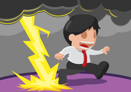 Businessman Danger Running Lightning Scared vectorのイラスト素材