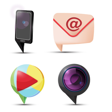 Mobile Mail Camera Play Icon Vectorのイラスト素材