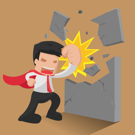 Man Hero Worker Punch Wall Vectorのイラスト素材