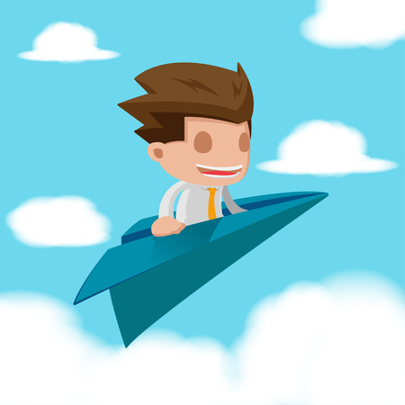 Man Business Fly Paper Plane Vectorのイラスト素材