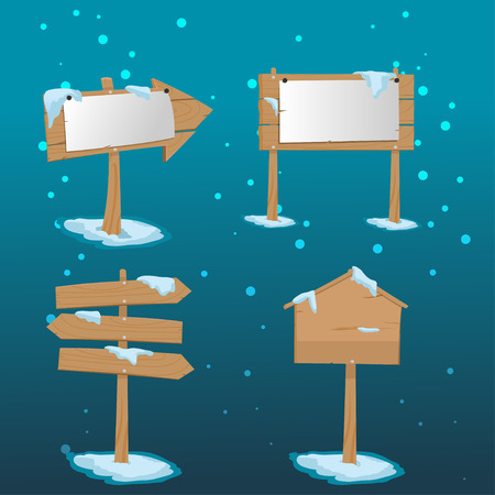 Wood Placard Christmas Snow Boards Vectorのイラスト素材