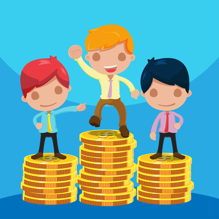 Man Worker Success Winner Coin Vectorのイラスト素材