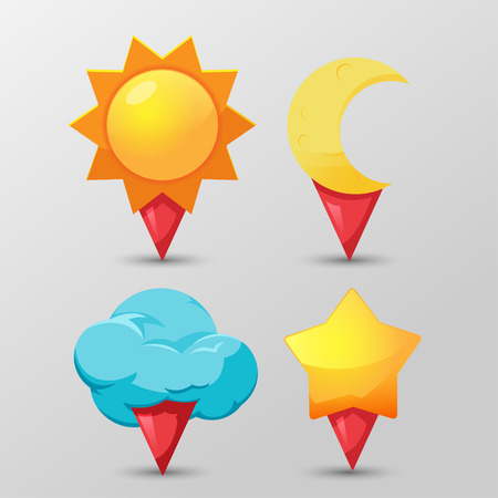 Weather Pin Icon Symbol Set Vectorのイラスト素材