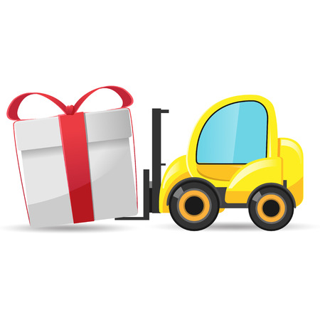 Forklift Car Gift Box Isolate Vectorのイラスト素材