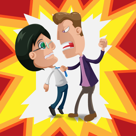 Two Man Intimidate Fight Cartoon Vectorのイラスト素材