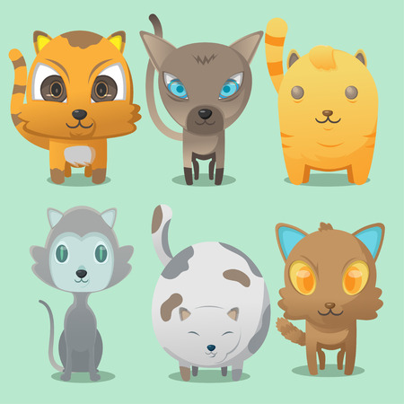 Cat Cartoon Cute Collaction Set Vectorのイラスト素材