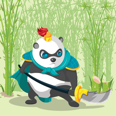 Warrior Armor China Panda Character Vectorのイラスト素材