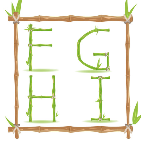 Bamboo Letter Alphabet Green Set B Vectorのイラスト素材