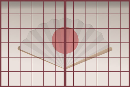 Japan Old Door Background Template Vectorのイラスト素材